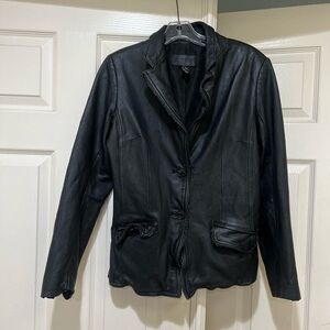 VNTG 80s Jaclyn Smith Women Small Distressed Leather Jacket Grunge‎ Goth Biker